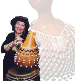 Susan Hendrickson, one of Tofaah's female percussionists